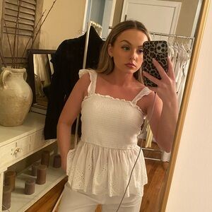 White Ruffled Women's Top